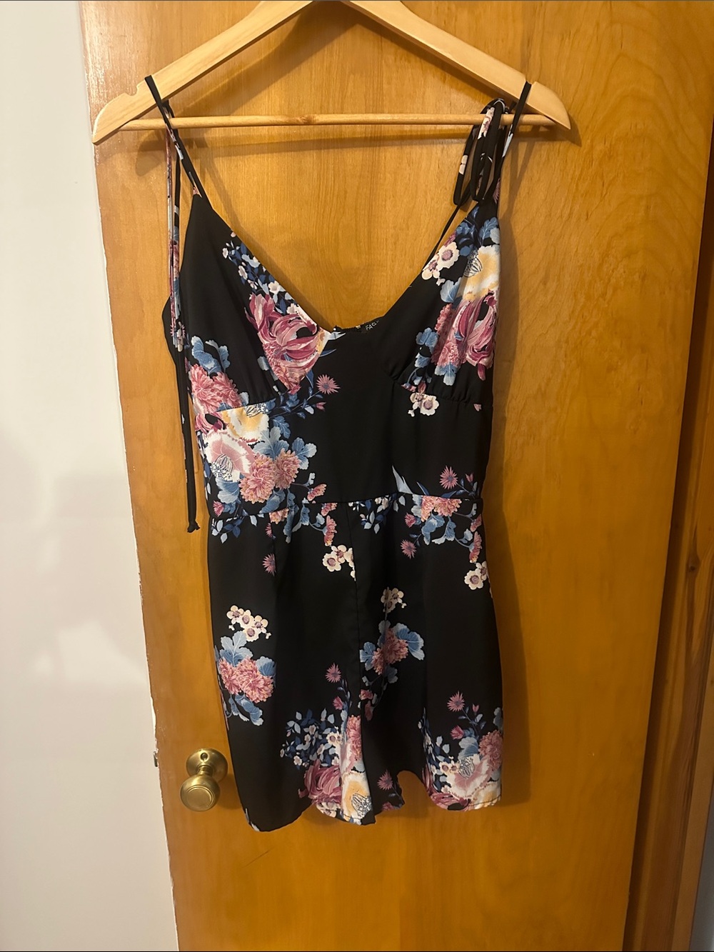 Women’s Black Floral Slip Romper - Pink & Blue Floral